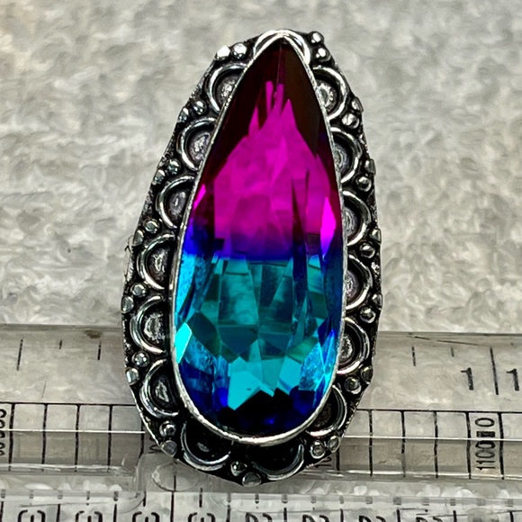 Pink and blue bi color stone in sterling - Picture 14 of 14
